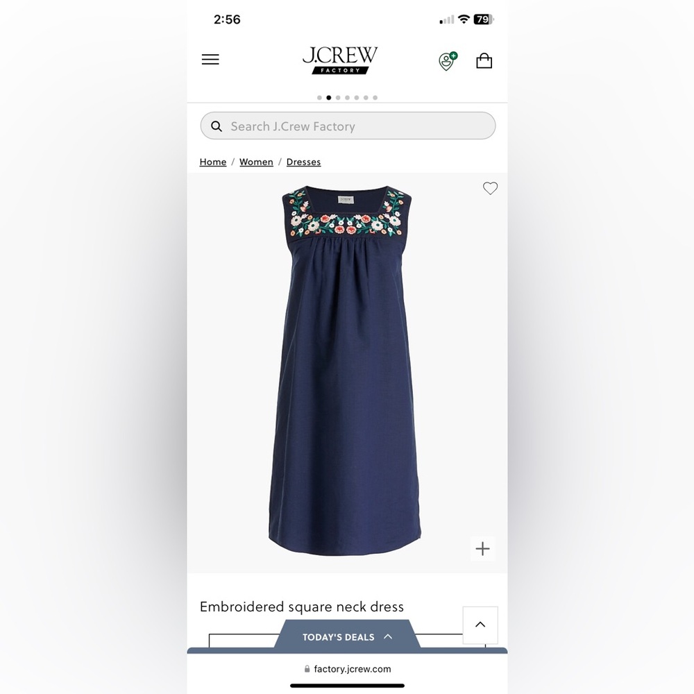 J. Crew embroidered square neck dress